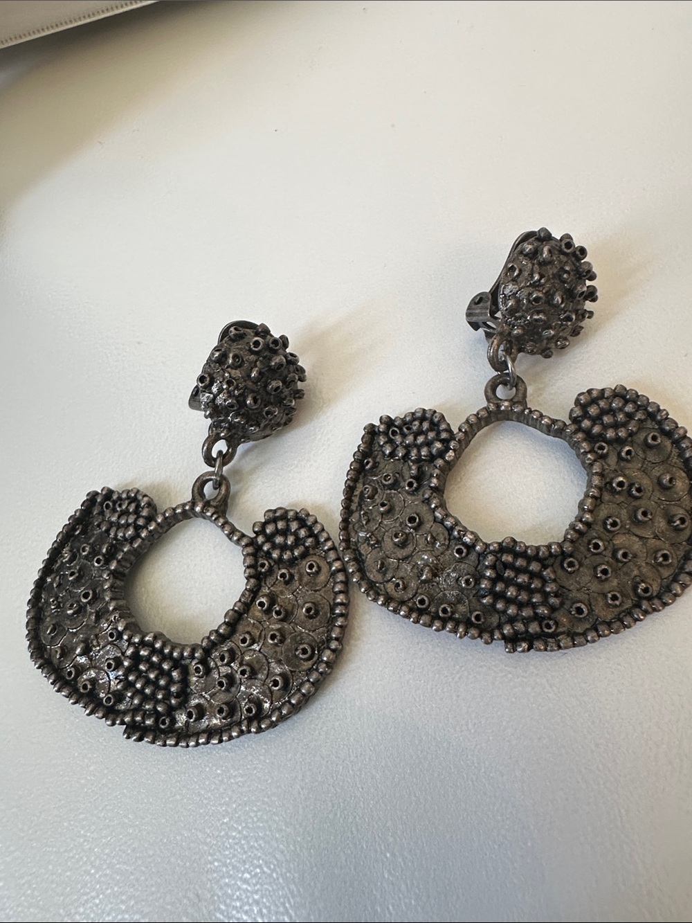 Textured Drop Clip on Earrings - Women Jewelry